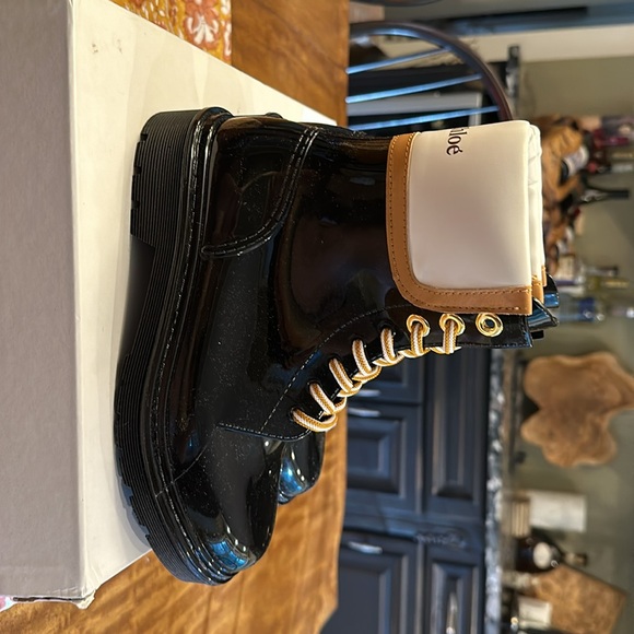 See By Chloé Women's Florrie Patent Laceup Rain Ankle Boots - Picture 9 of 16